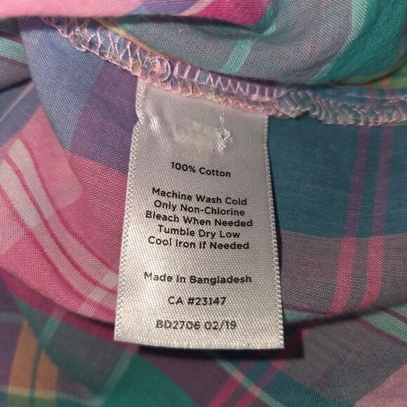 Talbots Classic Cotton Button Up Shirt - Madras Plaid Blouse Size 1X - Picture 7 of 7